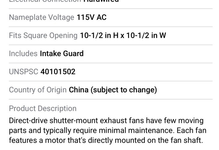 Dayton 484X37 Shutter Mount Exhaust Fan, 10 in Blade, 1/25 Hp, Variable Speed
