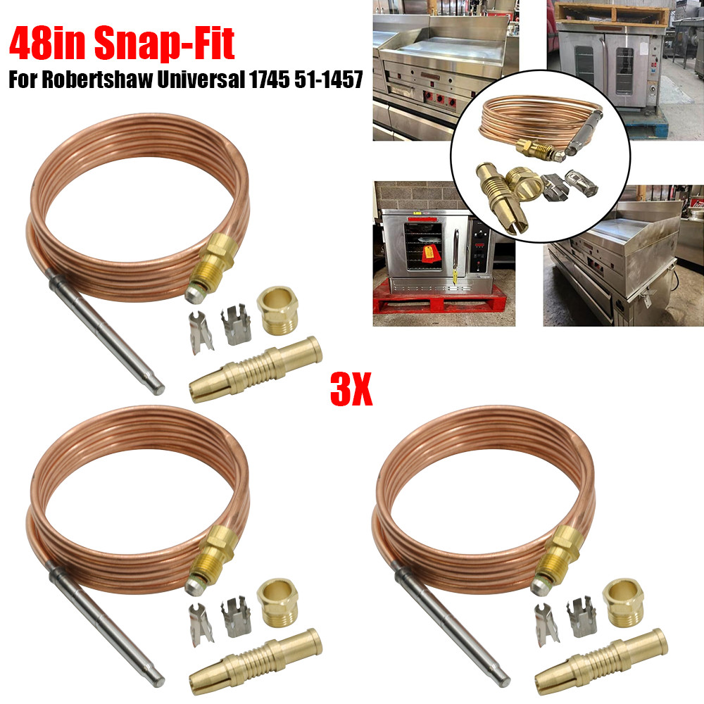 3Pack 48in Snap-Fit Thermocouple 1980-048 For Robertshaw Universal 1745 51-1457