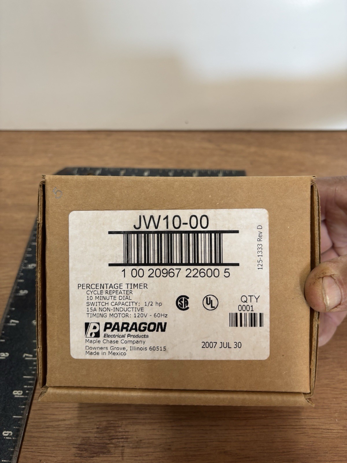 Paragon JW10-00 Percentage Timer 120V 15A Corded Electric 10 Minute Dial