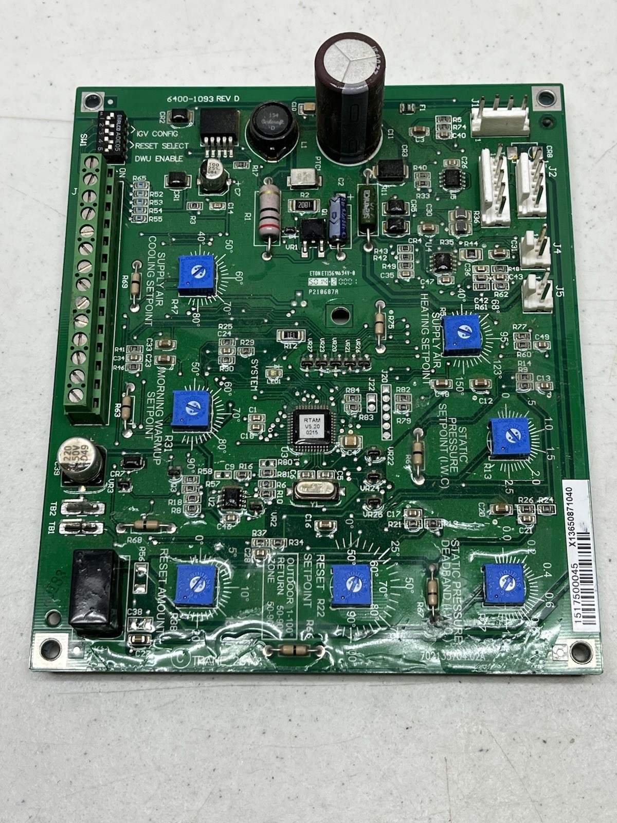 Trane Control Circuit Board X13650871040 6400-1093 REV D 30 DAY WARRANTY