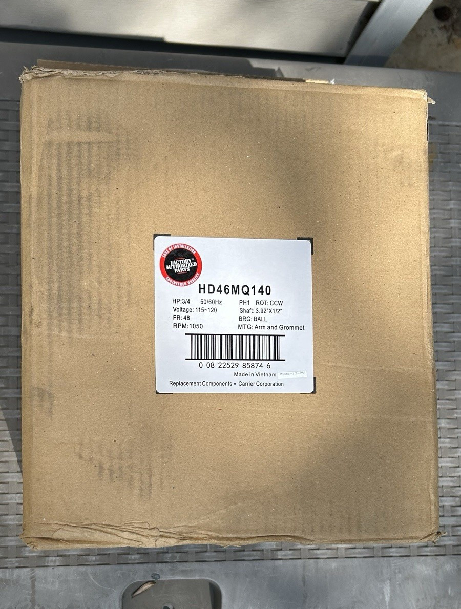 NEW Carrier Bryant HD46MQ140 3/4 HP ECM Blower Motor 115V Factory Authorized OEM