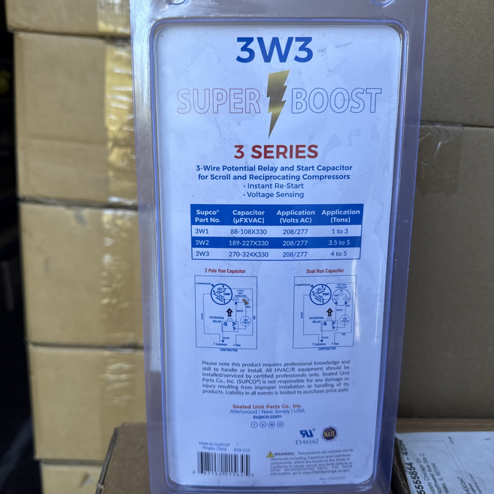 Supco 3W3 Hard Start Kit, Potential Relay, Start Capacitor, 208 To 240, 4-5 Ton