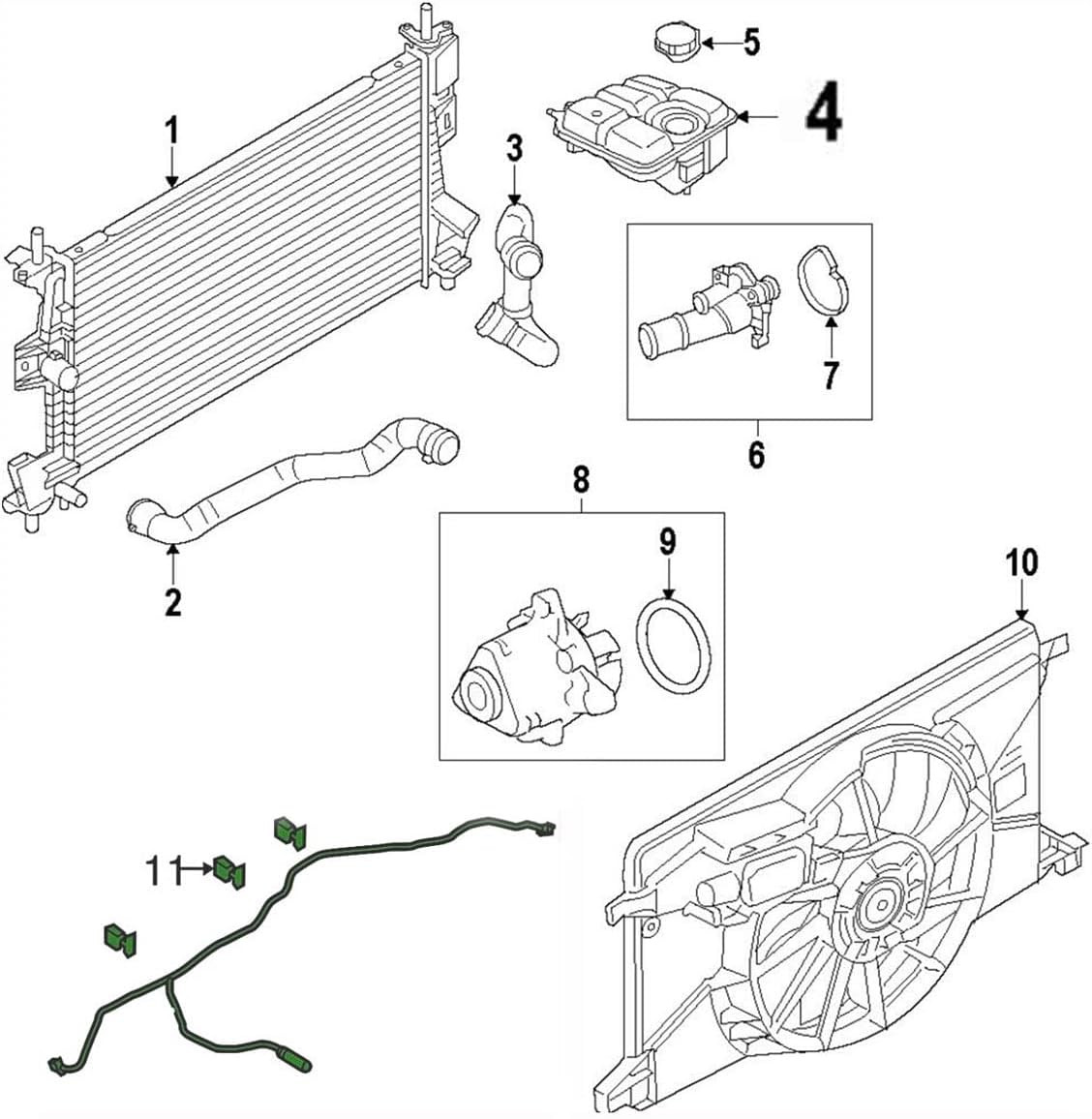 603382 Front Engine Coolant Reservoir Compatible with 2012-2018 F-Ord Focus CV6Z