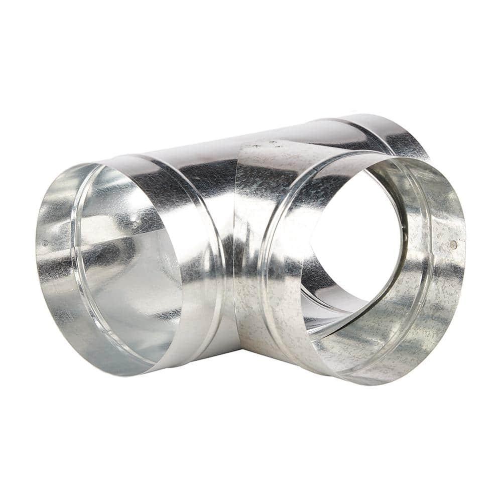 Master Flow Round Tee 5in Galvanized Steel HVAC Duct Fitting Vent Pipe Connector