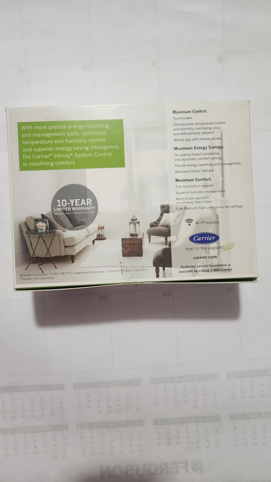 Carrier Infinity System Control Thermostat SYSTXCCITC01-B Wi-Fi Touchscreen