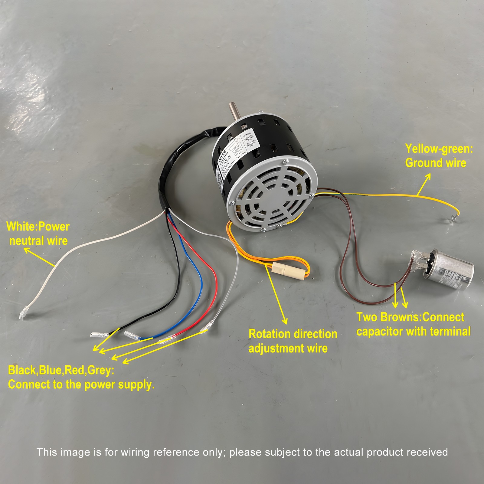 1/3HP Furnace Blower Motor 110-120V 4.4A 1075RPM 4 Speeds 48 Frame 1 Phase