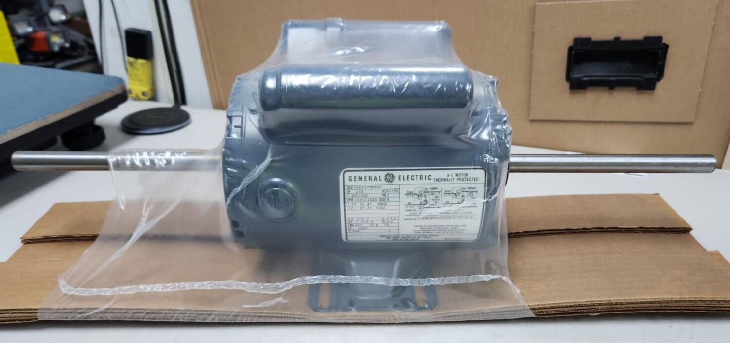 😎 NEW GE 1/3 HP BLOWER MOTOR DUAL SHAFT 115/230 VAC 1 PHASE 1725/1425 RPM