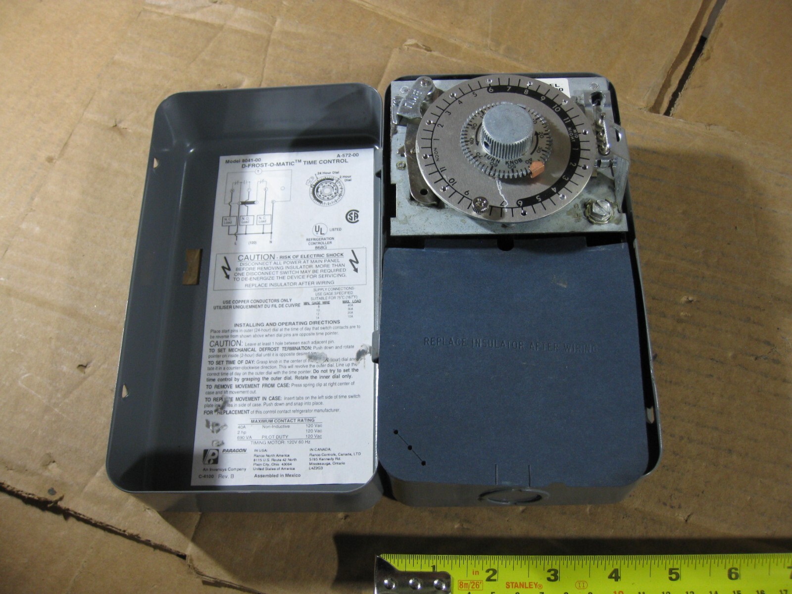 Paragon 8041-00 D-Frost-O-Matic Commercial Defrost Control Timer 120V 6 Cycles