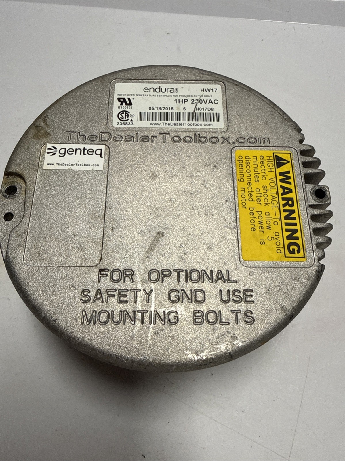 Genteq Endura HW17 230VAC 1HP CW LE rotation used tested #Z618