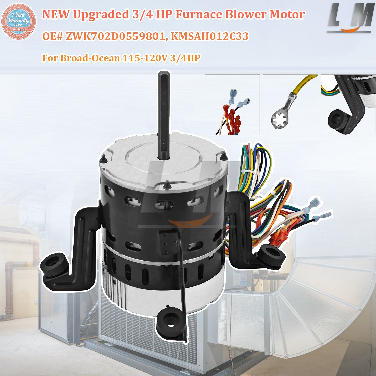 NEW ZWK702D0559801 115-120V 3/4HP HVAC Furnace Blower Motor For Broad-Ocean
