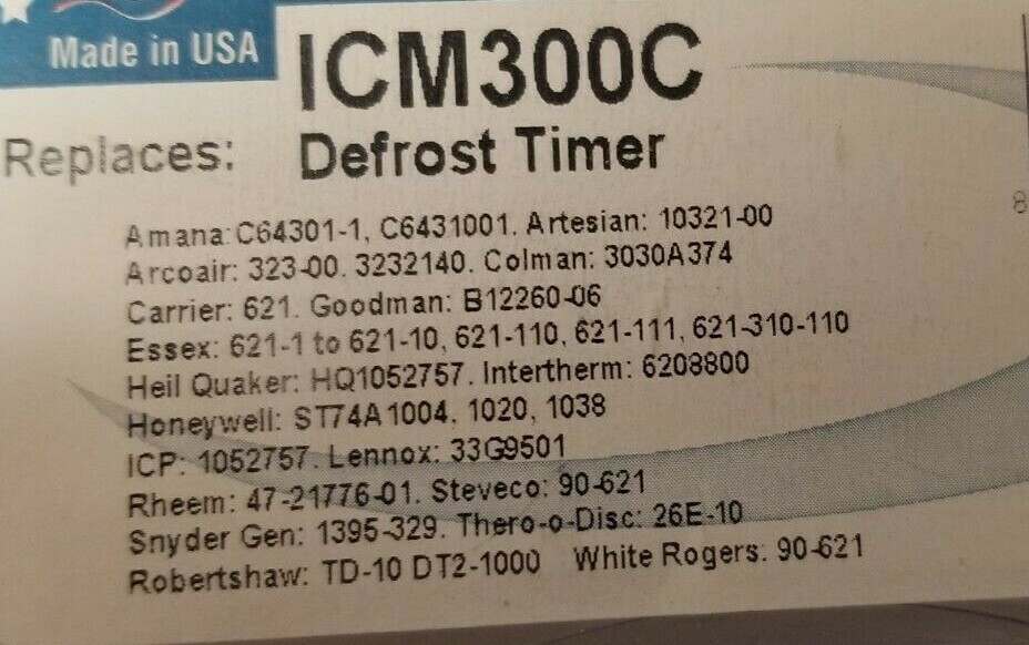 ICM300C Defrost Timer Replaces: (C64301-1, 323-00, 621, HQ1052757, ST74A1004)