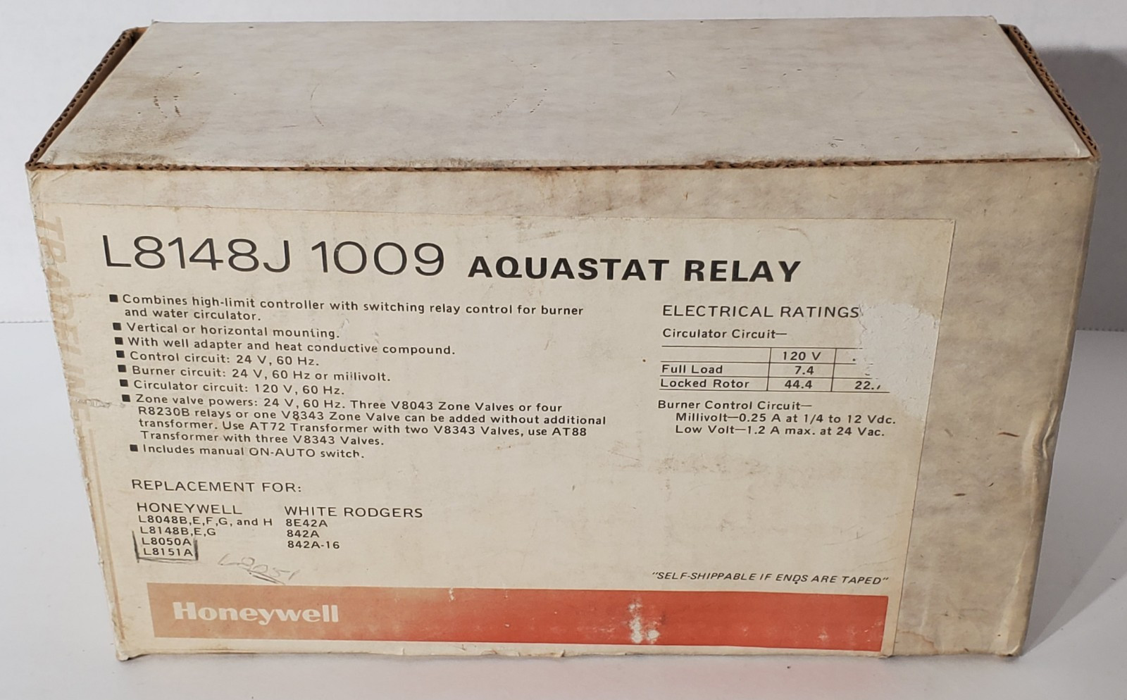Honeywell L8148J1009 Genuine OEM Aquastat Relay for HVAC Applications Open Box