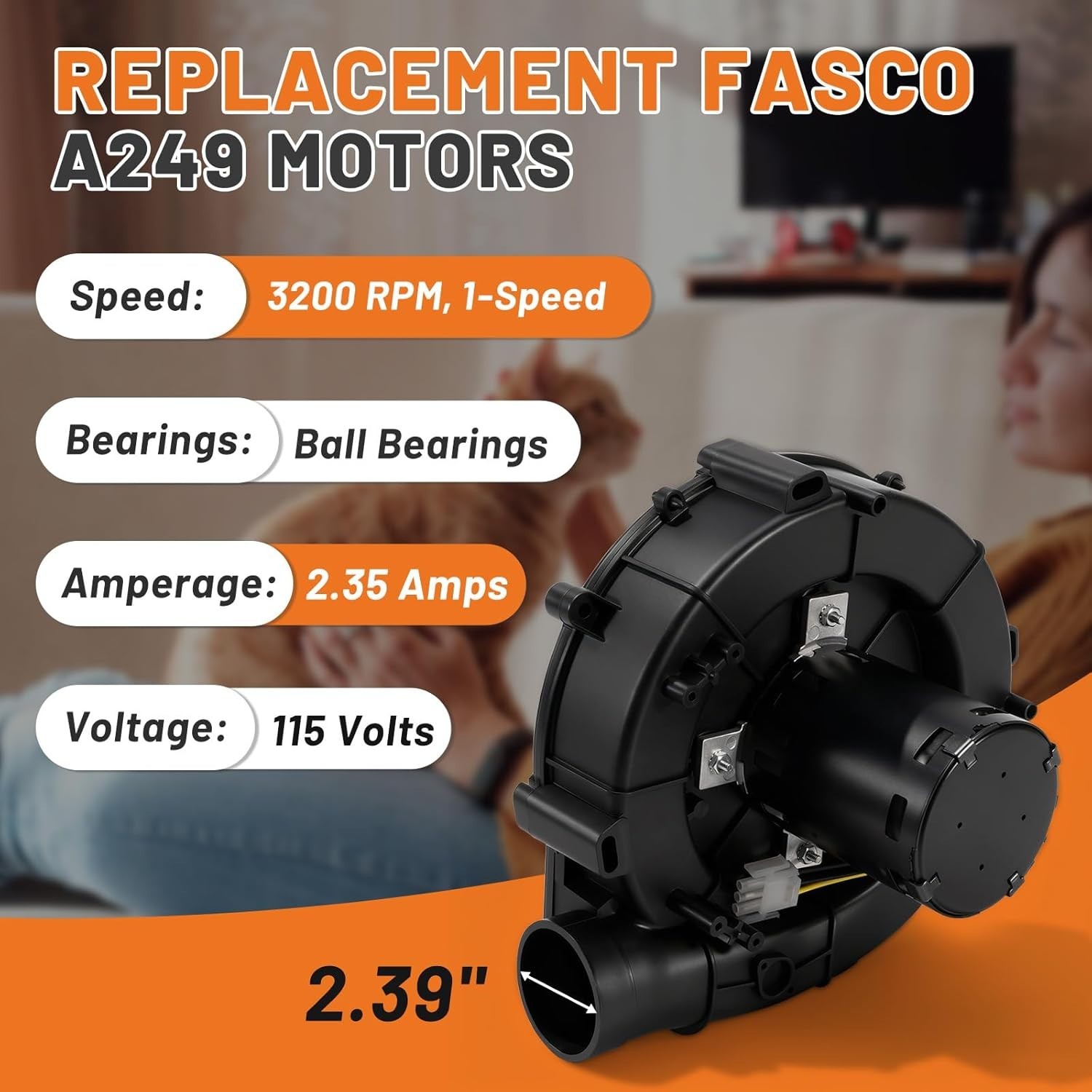 A249 Blower Motor for Lennox Draft Inducer 115V HVAC Furnace Replaces 702112686