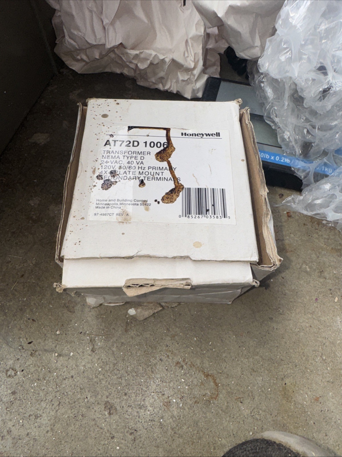 Honeywell AT72D 1006 24VAC NEMA Type D Transformer 120V 40 VA