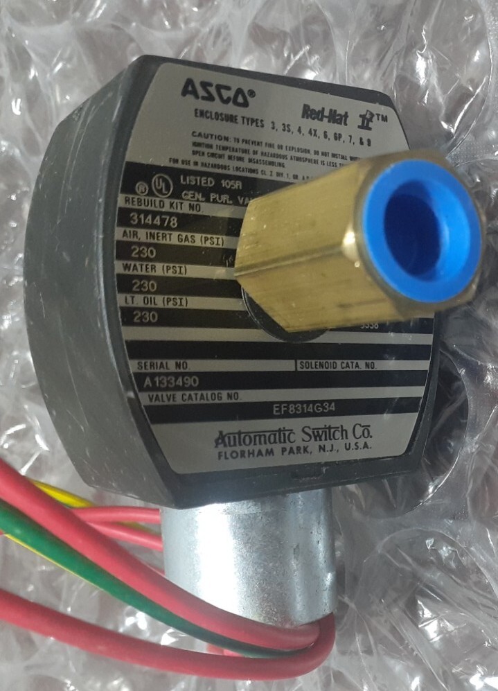 ASCO SOLENOID VALVE EF8314G34 -NEW, 30 DAY WTY (A4)