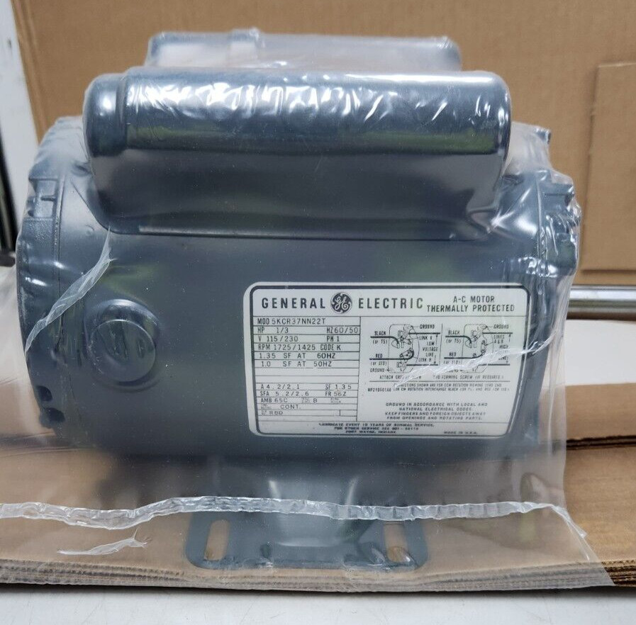 😎 NEW GE 1/3 HP BLOWER MOTOR DUAL SHAFT 115/230 VAC 1 PHASE 1725/1425 RPM