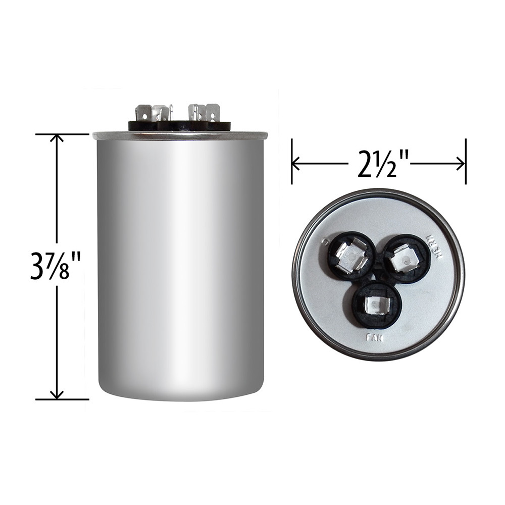 USA 45/5 MFD Round Motor Dual Run Capacitor 45+5 uF 370 440 Volt AC VAC HVAC