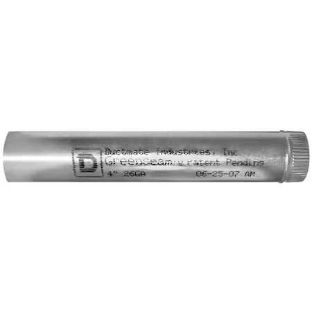 Greenseam Gr60spbgp8ga26 Round Rigid Ducts, 8 In Duct Dia, Galvanized Steel, 26