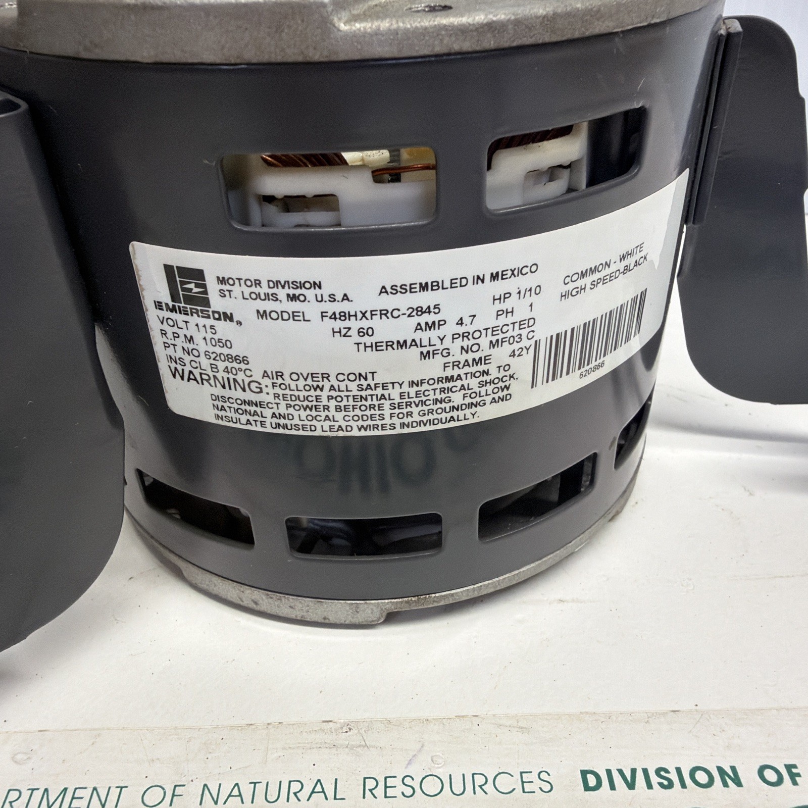 EMERSON F48HXFRC-2845 BLOWER MOTOR 620866 115V, 1050 RPM, 4.7A