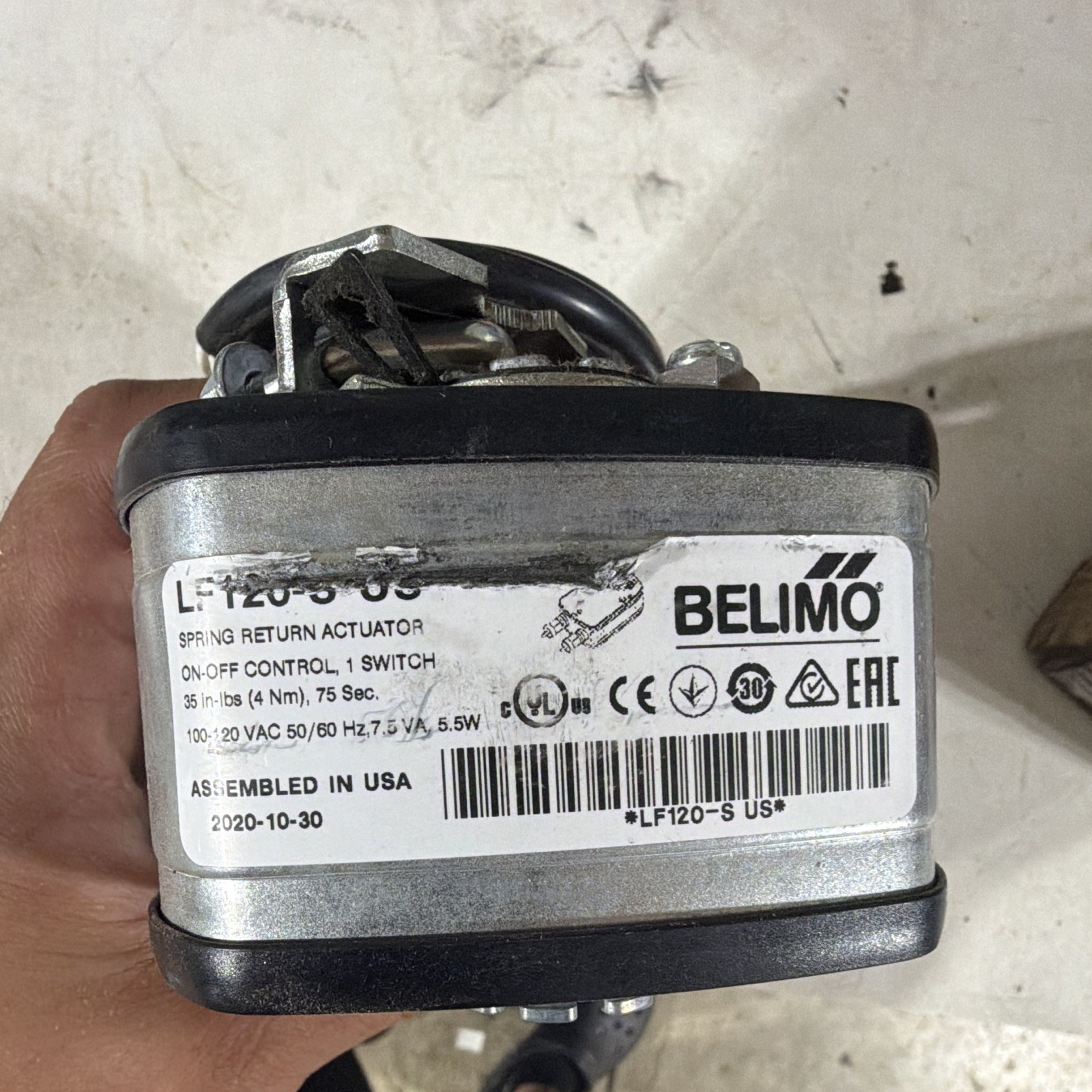 Belimo LF120-S US Spring Return Damper Actuator 120 VAC Corded Electric