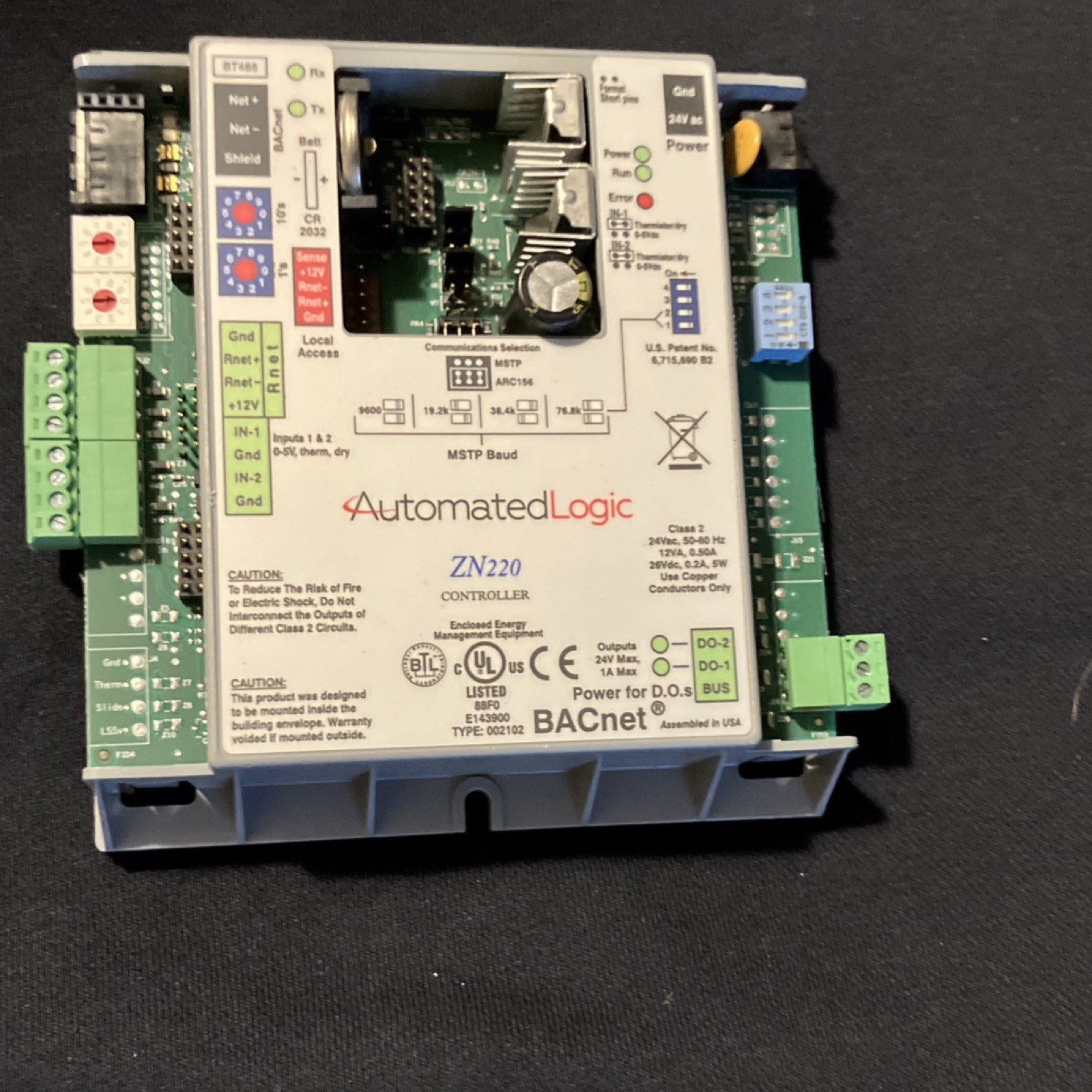 Automated Logic ZN220 BACnet Controller HVAC 24V 1A Corded Electric Board