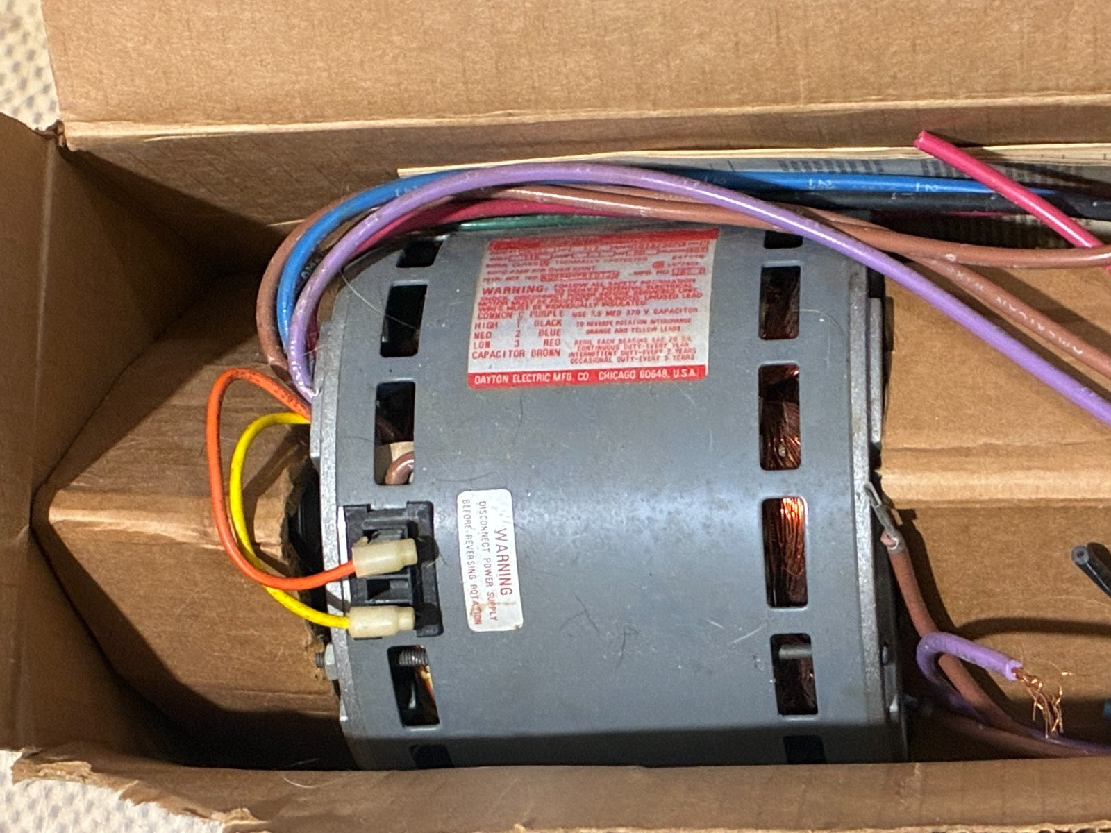 NEW OLD STOCK DAYTON HVAC 3M855 FURNACE AIR HANDLER BLOWER MOTOR 1/2 HP 3 SPEED