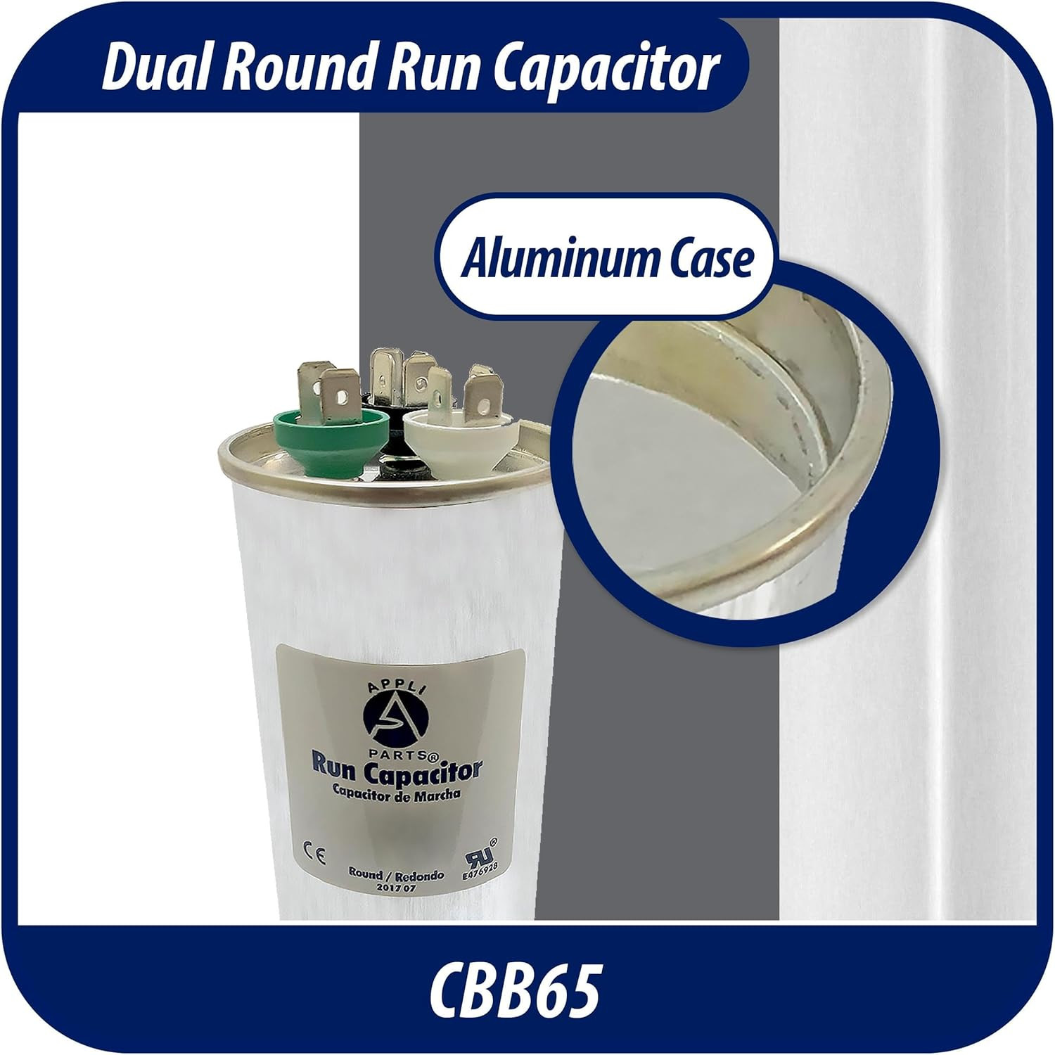 Dual Run Capacitor 40+5 Mfd 370/450 VAC for CON-40/5-450 HVAC