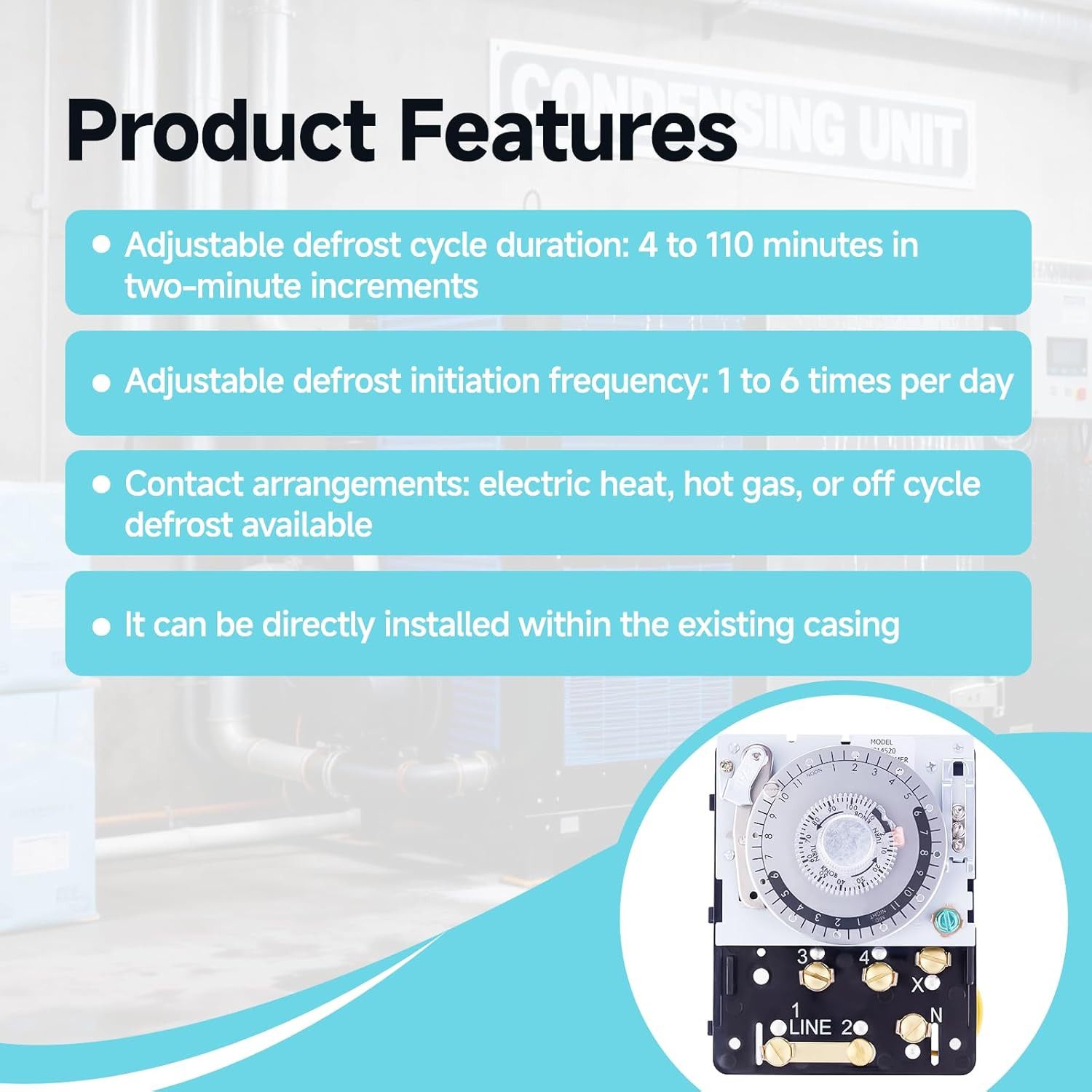 Upgraded M814520 Commercial Defrost Timer without Metal Case, Double Pole Doubl