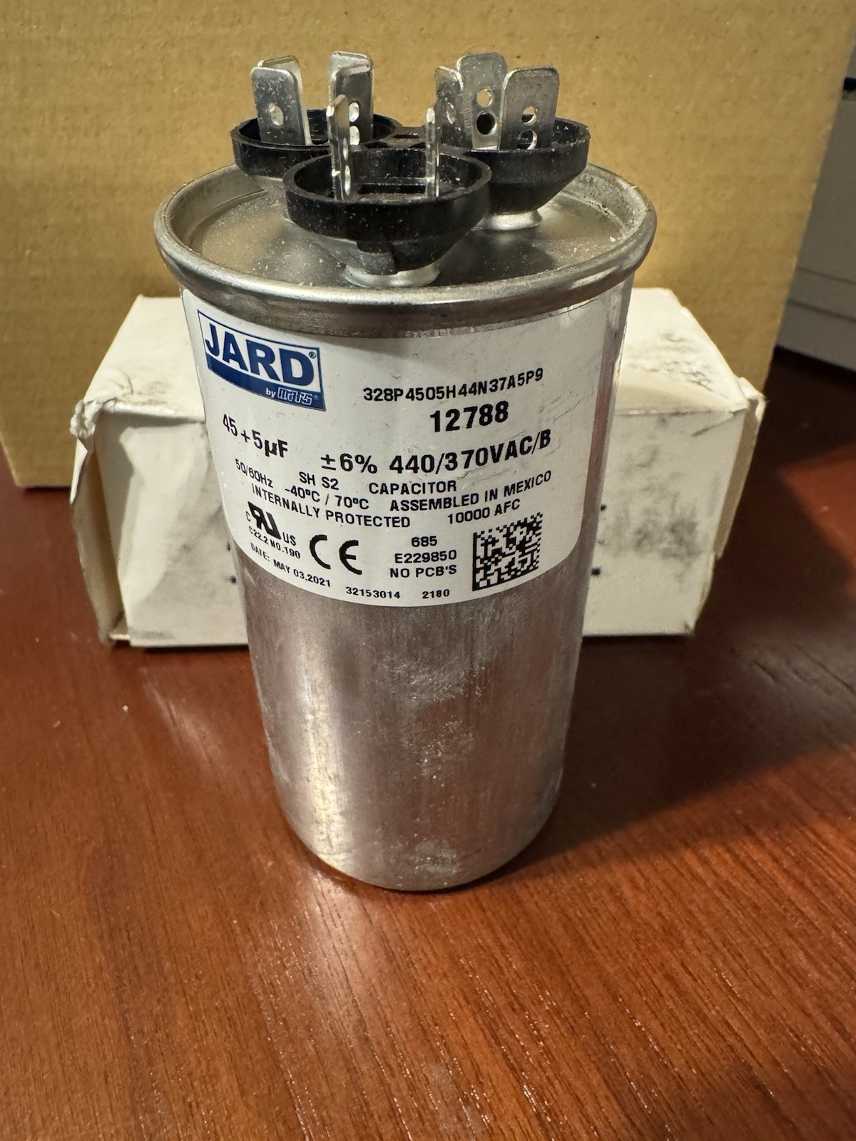 Jard capacitor 45+5 uf/MDF 440/370VAC/B 50/60 Hz Made in Mexico-New