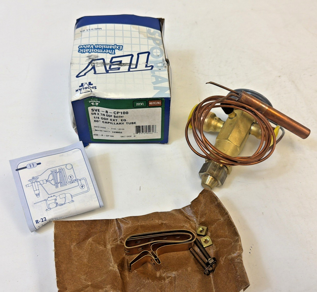 Sporlan SVE-8-CP100 Expansion Valve 5/8″X7/8″ ODF SOLDER *US SELLER* NEW