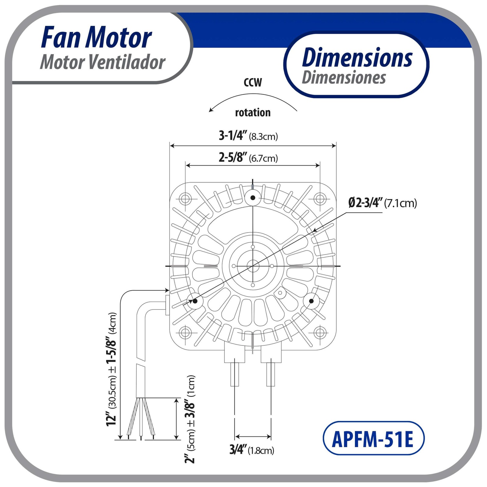 Appli Parts APFM-51E 5W refrigeration condenser and evaporator motor 115V 60Hz 0