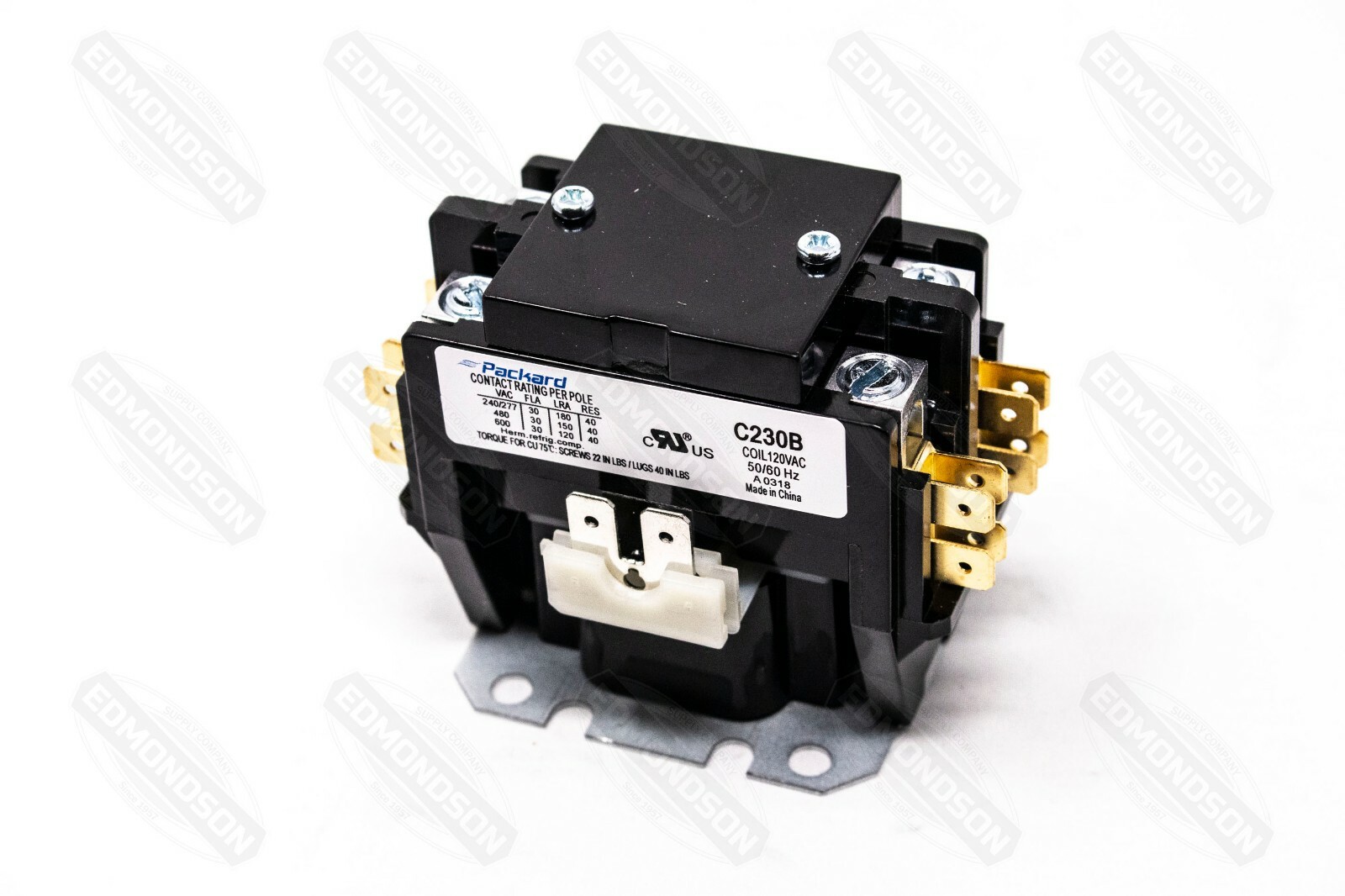 Packard C230B Contactor 2 Pole 30 AMPS 120 Coil Voltage, Double Pole