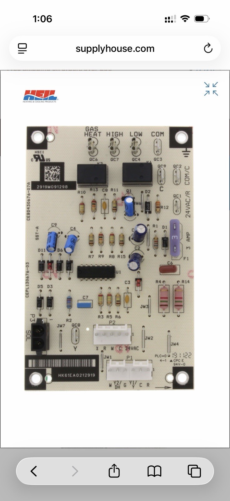 ICP Heil Quaker 1178358 Control Board FREE SHIPPING