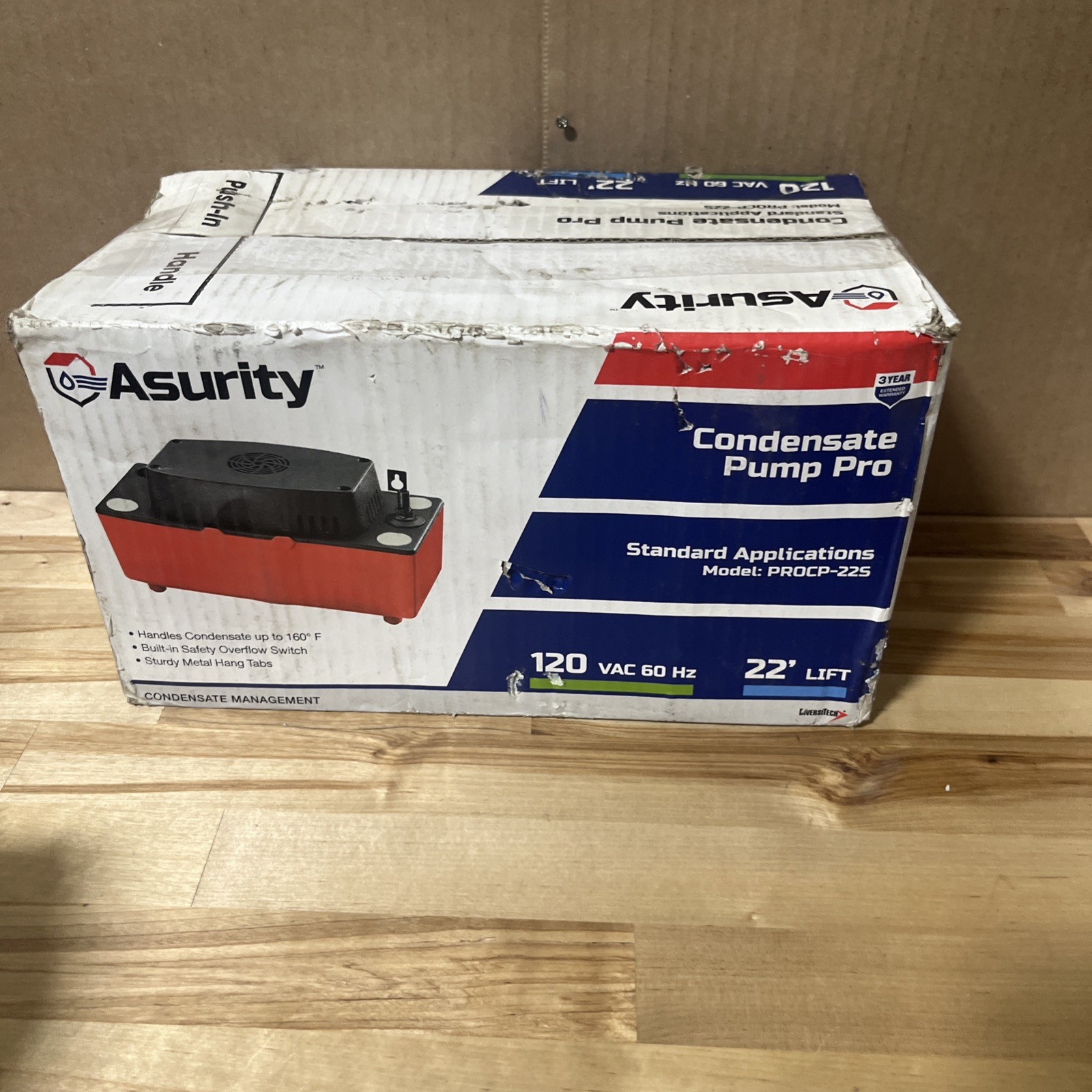 Asurity PROCP-22S Pro Condensate Pump 120V 60Hz 22’ Lift – New Open Box