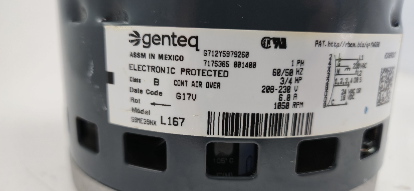 Carrier 3/4 HP X13 Blower Motor HD46AR247 230V CCWLE Rotation