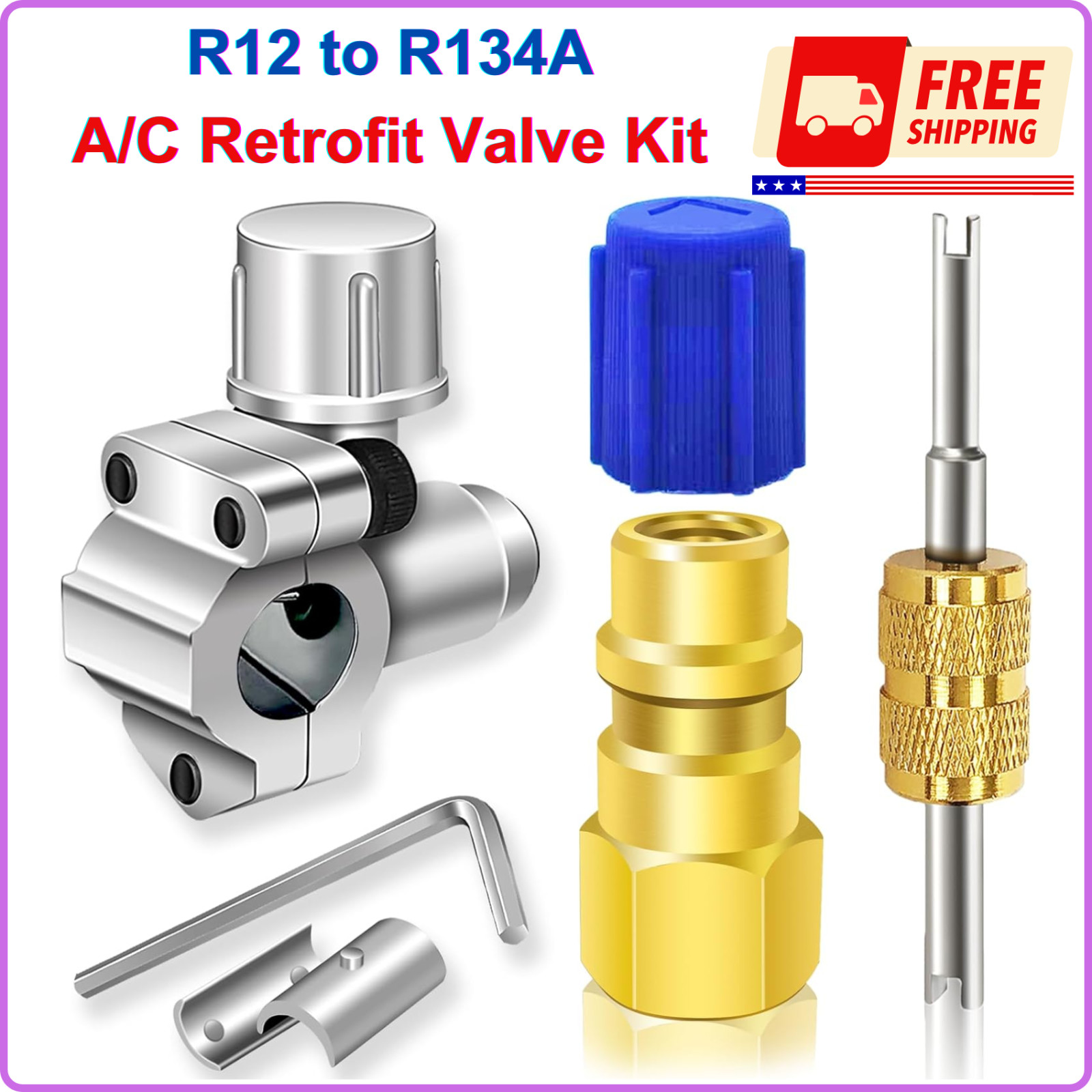 A/C Retrofit Valve Kit R12 to R134A Low Side Adapter BPV31 Bullet Piercing Valve