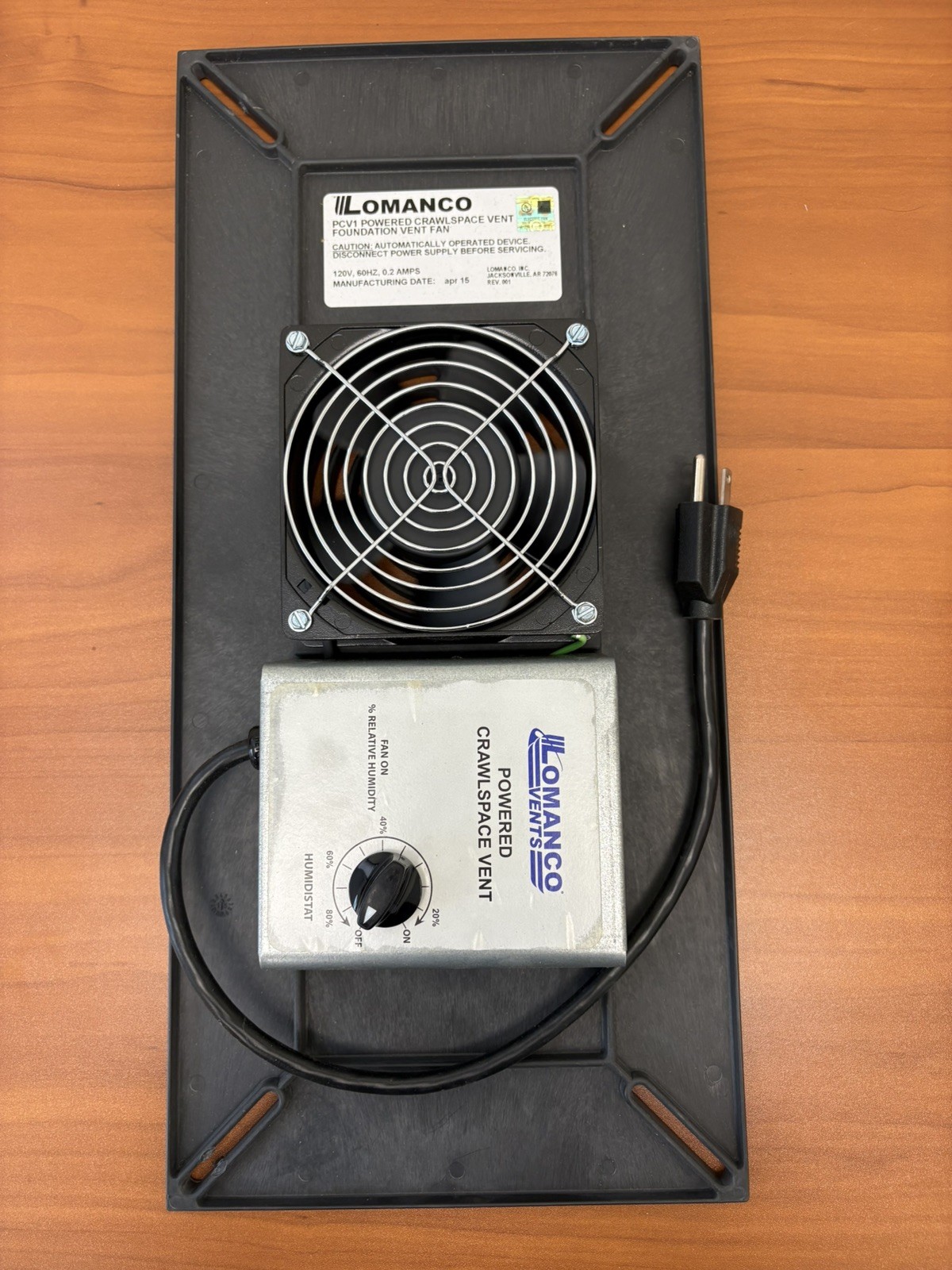 NEW Lomanco PCV1 Powered Crawlspace Vent 9X9X3 BLACK OXIDE 1650 FT 0142919