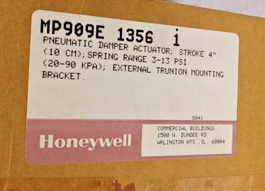 New Honeywell Pneumatic Damper Actuator 4″ 3-13 PSI Range Trunion MNT MP909E135