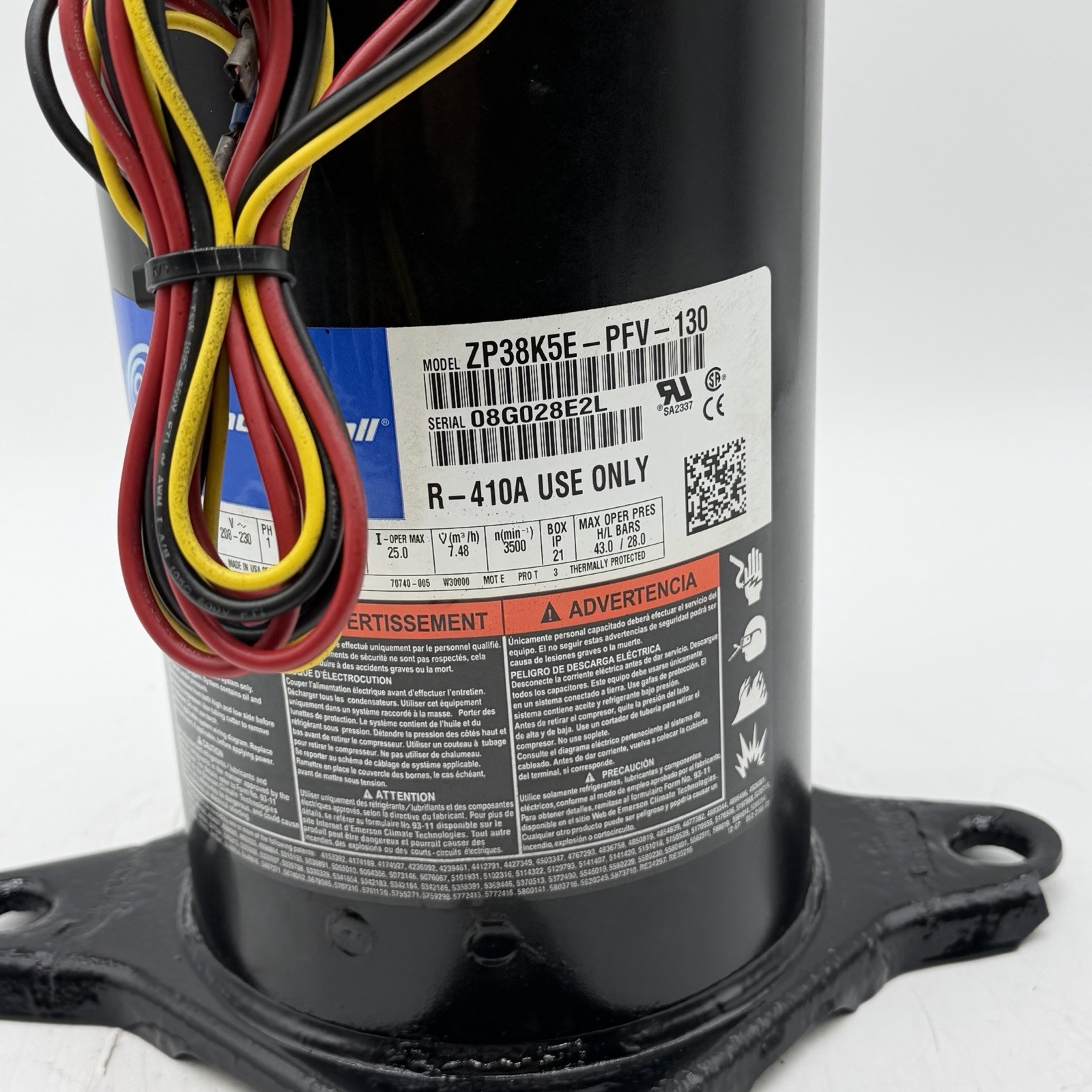 COPELAND Scroll ZP38K5E-PFV-130 37,800 BTU 230V 1PH 60HZ R-410A only! used 🔥