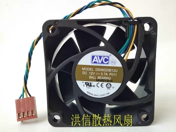 AVC DS06025B12U 6025 DC12V 0.70A 6CM 4-Pin PWM Cooling Fan