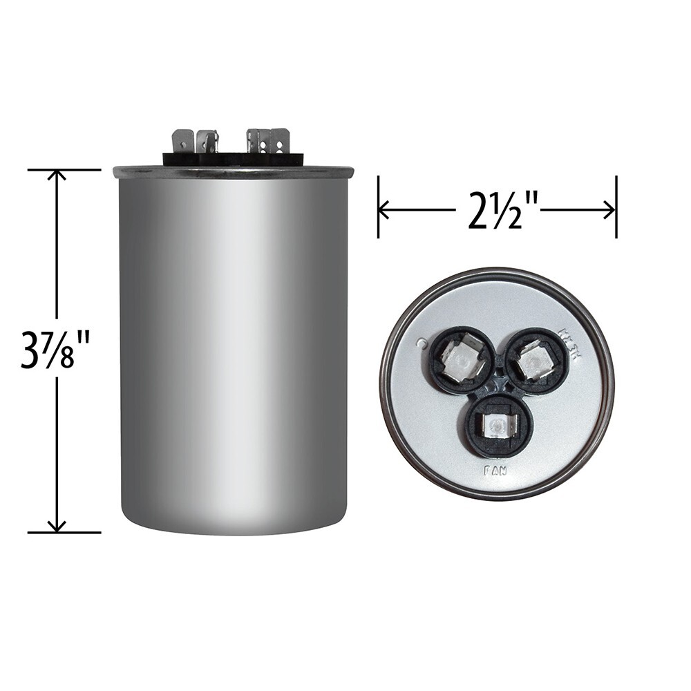 Air Conditioning HVAC Round Dual Motor CBB65D Run Capacitor 55 + 7.5 MFD 440V