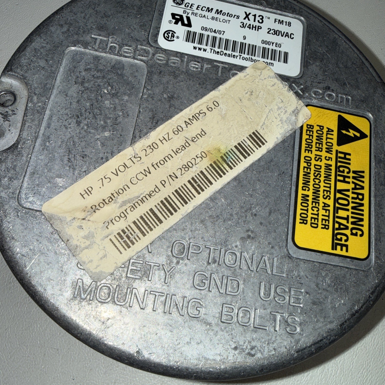 GE X13 ECM Motors FM18 230VAC 3/4hp CCW Rotating Module