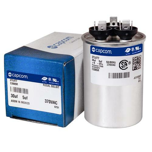 GE / Genteq 30 + 5 uf 370 VAC Round Dual Run Capacitor C3305R 27L877 97F9833