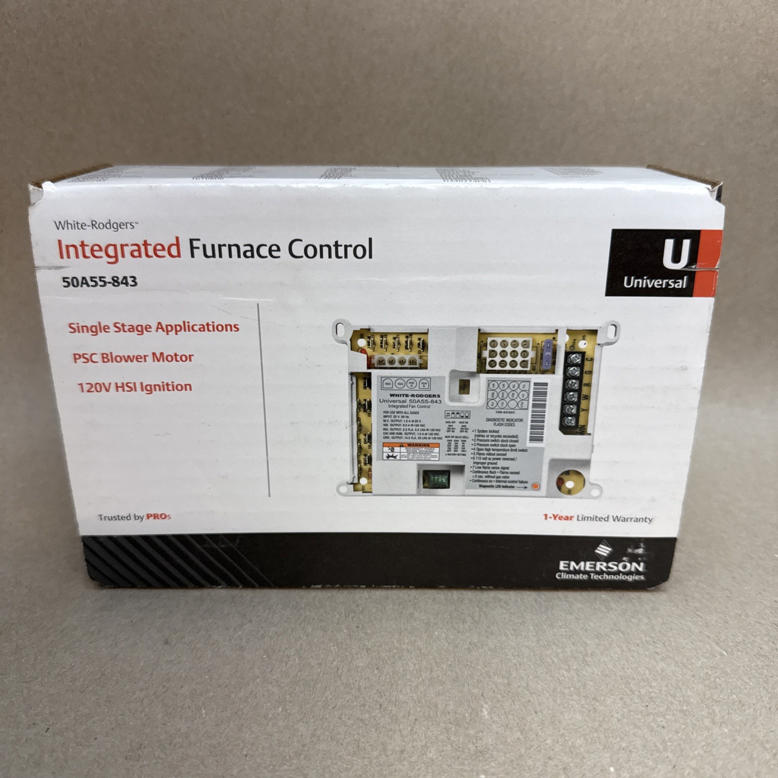 White-Rodgers 50A55-843 Integrated Furnace Control Board / Universal Replacement