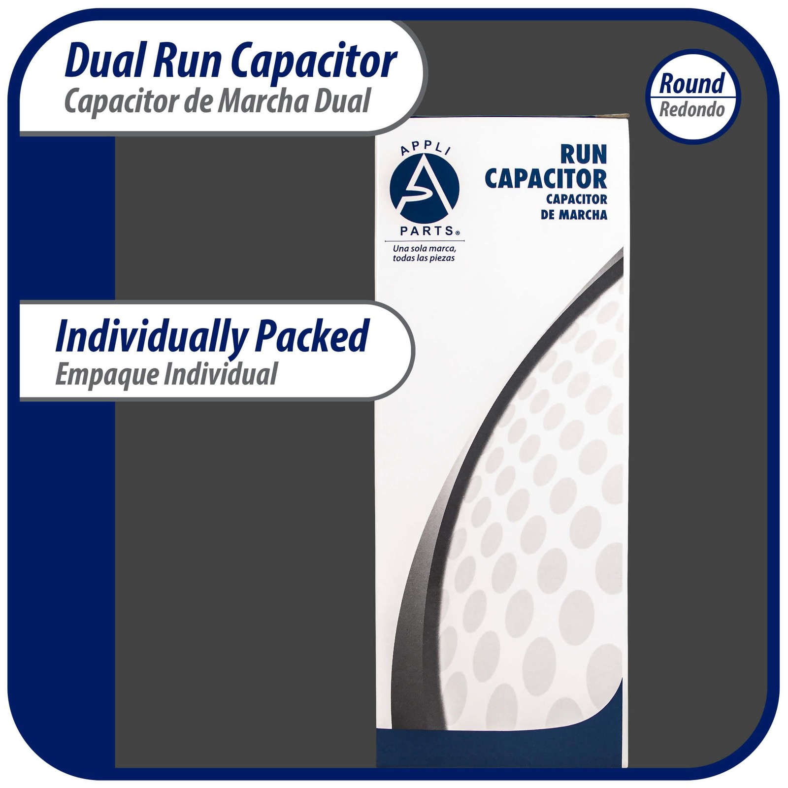 Appli Parts Dual Run Capacitor for ac 70+10 Mfd uF (microfarads) 370VAC or 450VA