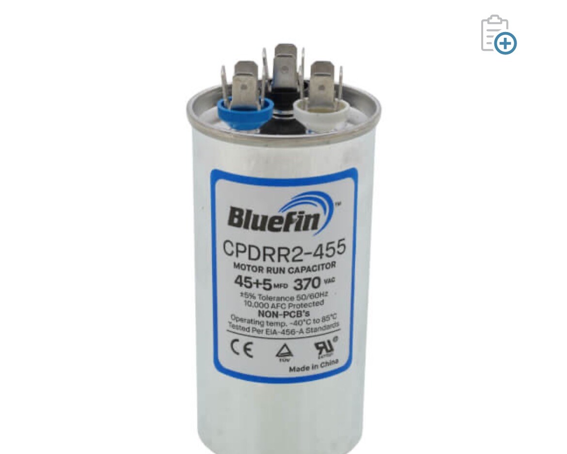 40/5 Mfd 370/440 Volt Round Dual Run Capacitor 40+5 uF Fan Condenser Universal