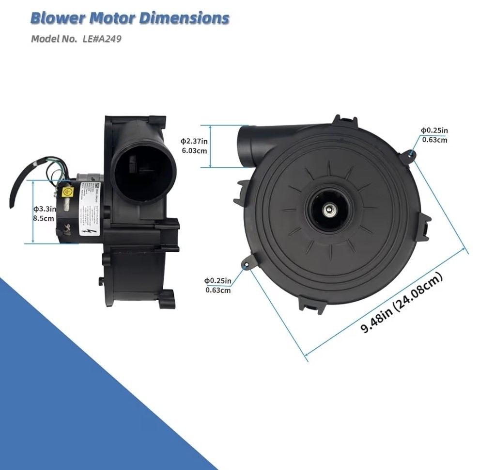 A249 Furnace Draft Inducer Blower Motor 115V 3400Rpm Replacement For Lennox