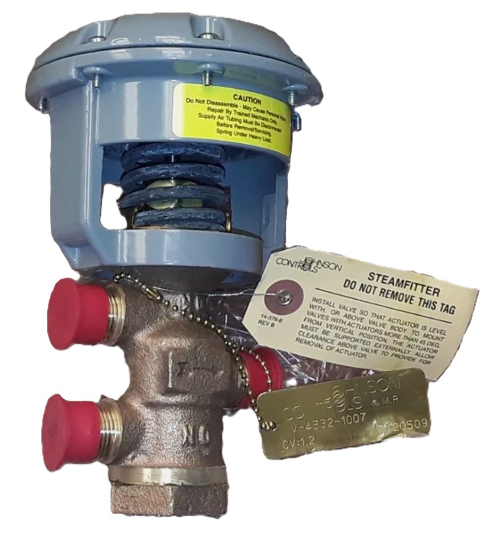 Johnson Controls V-4332-1007 Pneumatic Valve Assembly, 3 Way 1/2 in., Flare