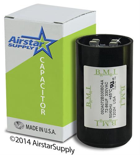 72-86 MFD uf 330 VAC Round Electric Motor Start Capacitor Made in USA