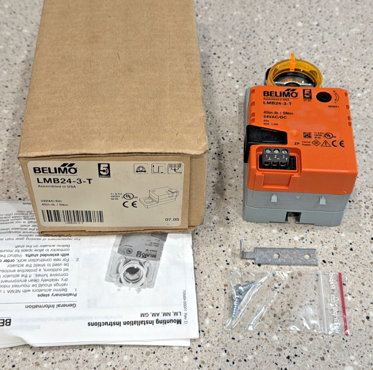 Belimo LMB24-3-T Non-Spring Return Damper Actuator 24V AC/DC 45 in-lb NEW IN BOX